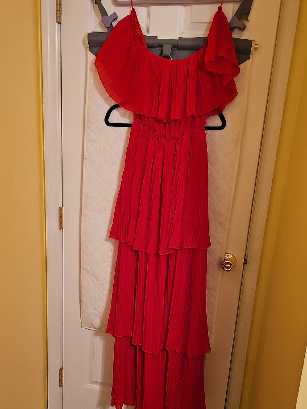 Red Tiered Ruffle Maxi Dress